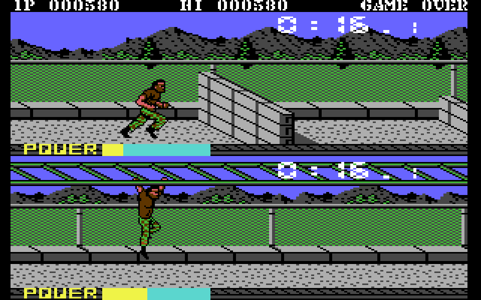 Combat School on the C64, the obstacle course