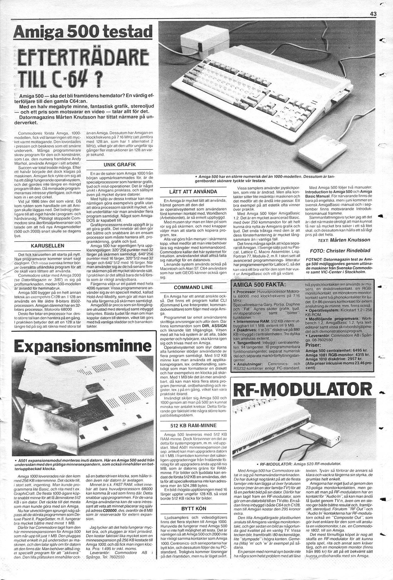 Datormagazin's test of the Amiga 500, issue 4-5 of 1987