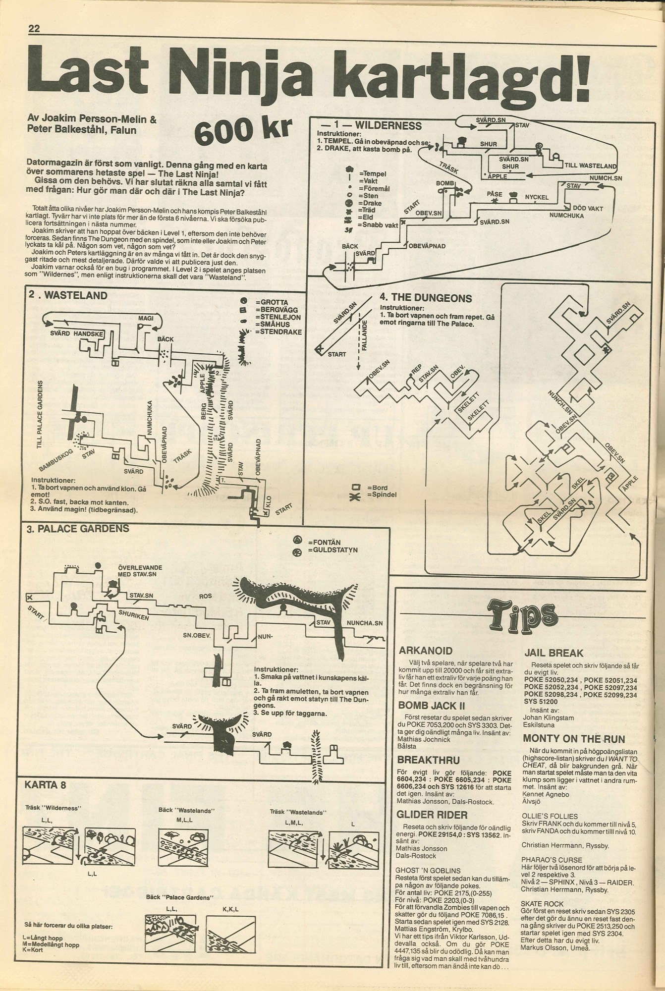 Datormagazin's reader map of The Last Ninja, issue 6 of 1987