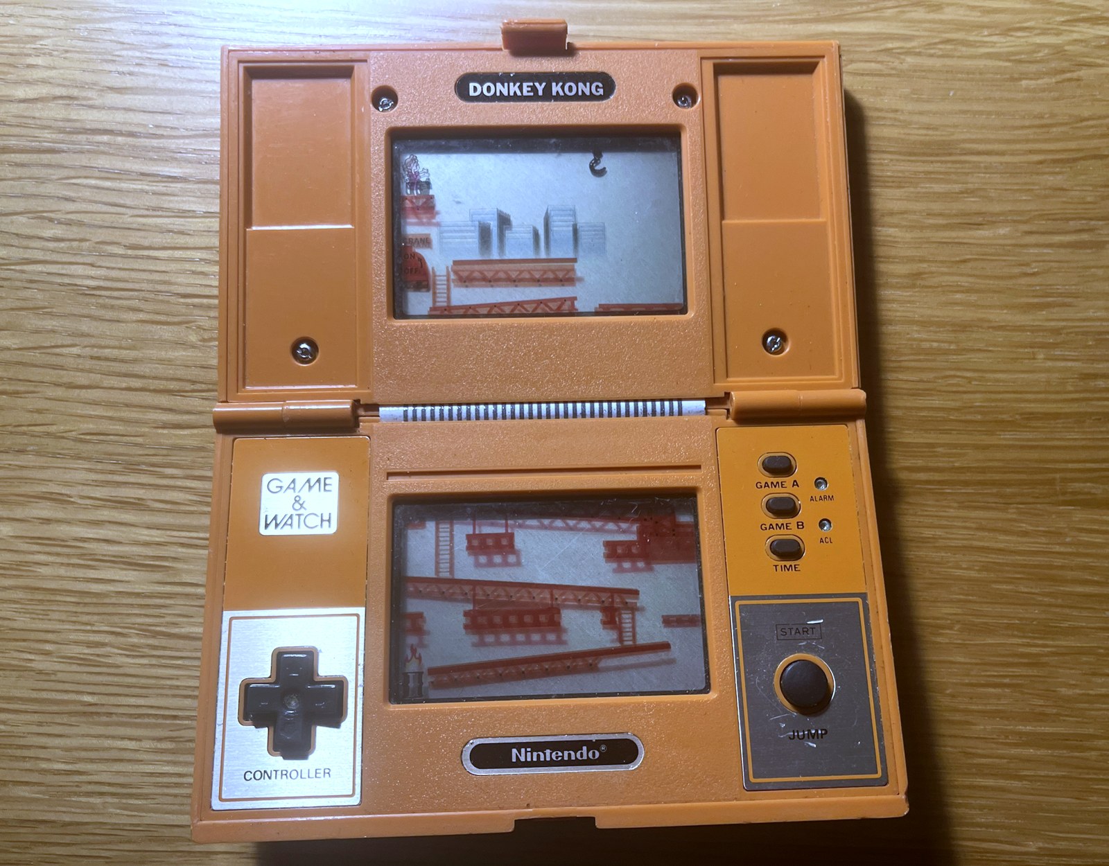 My Donkey Kong Game & Watch, open, with the D-pad on the left