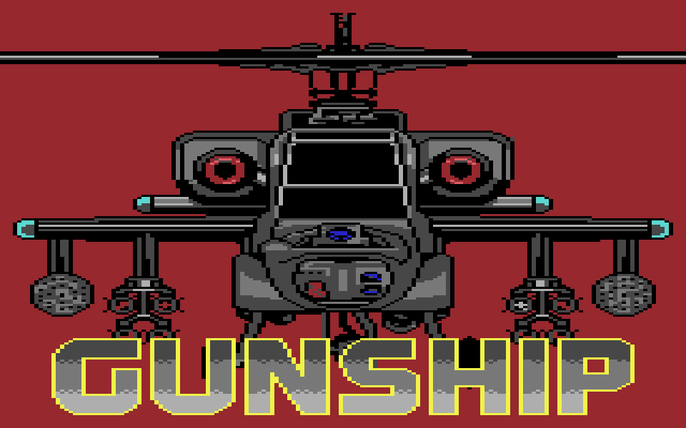 Gunship on the C64, title screen