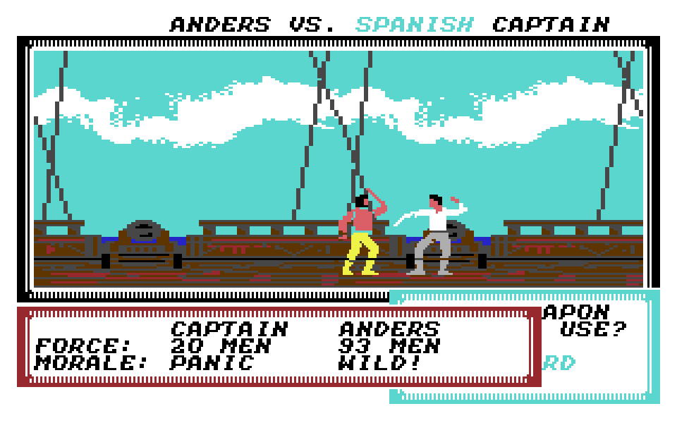 Pirates! on the C64, fencing with a Spanish captain