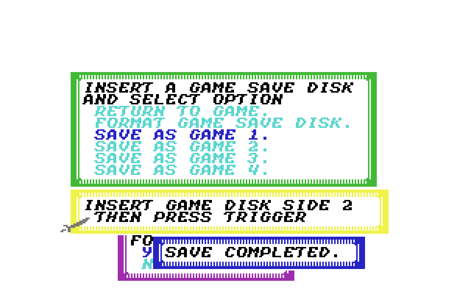 Pirates! on the C64, saving the game