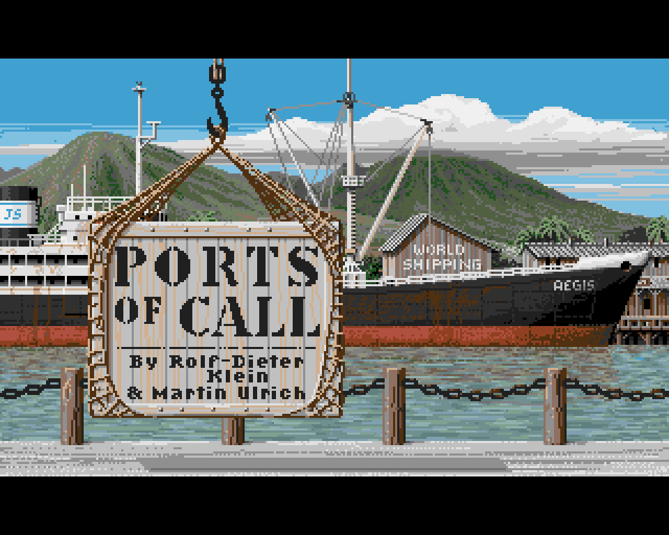 Ports of Call on the Amiga, title screen