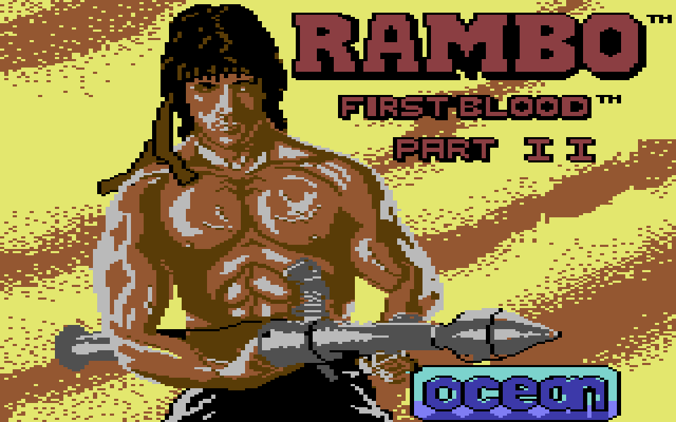 Rambo on the C64, title screen