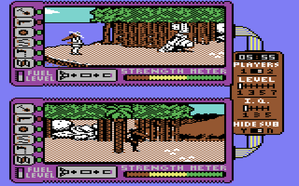 Spy vs. Spy II on the C64, split screen