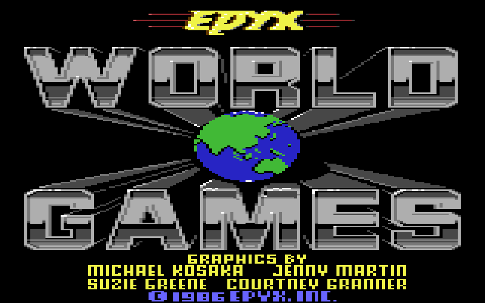 World Games on the C64, title screen
