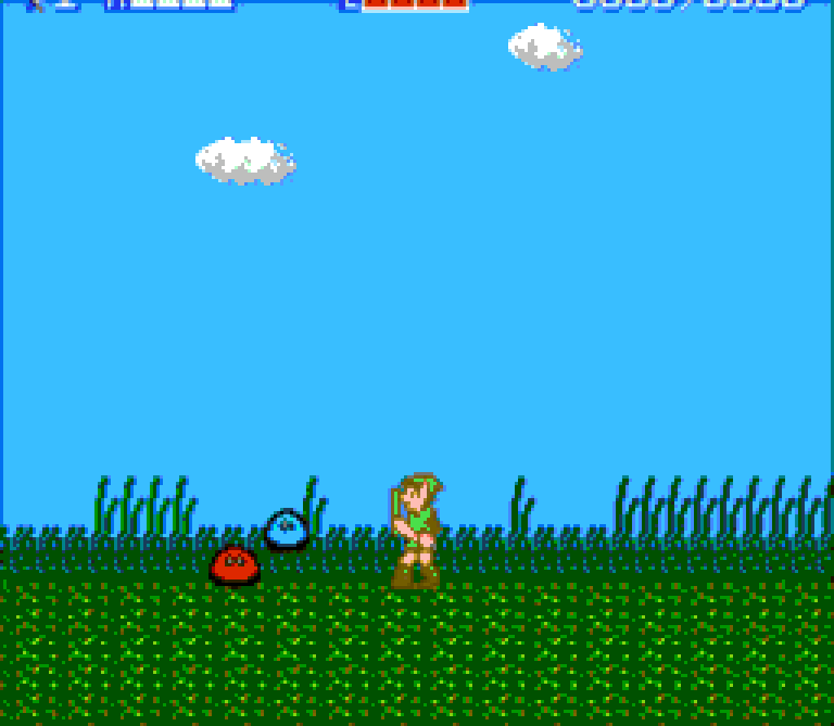 Zelda II on the NES, side-scrolling combat